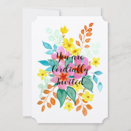 Invitación de boda con spray floral