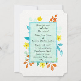 Invitación de boda con spray floral