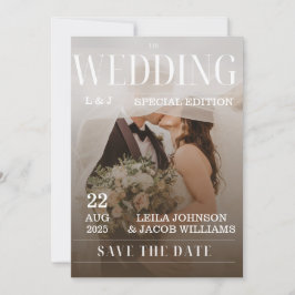 Invitación de boda con superposición de foto en bl
