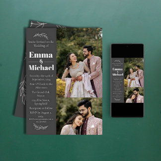 Invitación de boda con superposición de foto moder