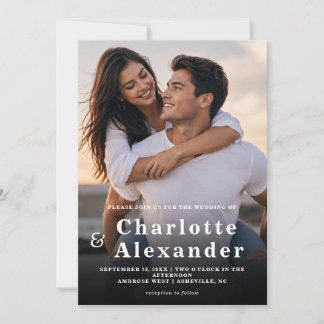 Invitación de boda con superposición de foto moder