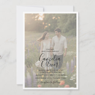 Invitación de boda con superposición de foto opaca