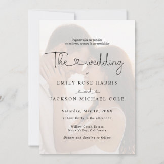 Invitación de boda con superposición de foto y mon