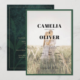 Invitación de Boda con Superposición de Fotos Verd