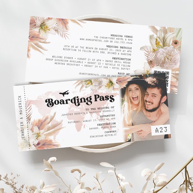 Invitación de boda con tarjeta de embarque de hier (Subido por el creador)