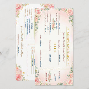 Invitación de boda con tarjeta de embarque románti
