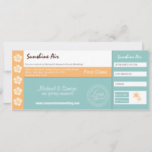 Invitación de Boda con Tarjeta de Embarque turques