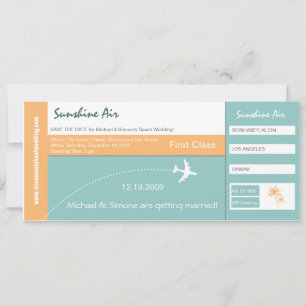 Invitación de boda con tarjeta de embarque turques