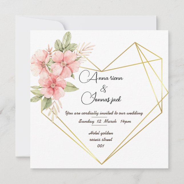 invitación de boda con tarjeta de hogar (Anverso)