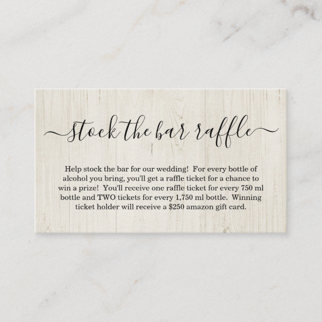 Invitación de Boda con Tarjeta de Rifa para Abaste (Anverso)