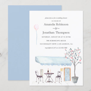 Invitación de boda con tema de acuarela de París