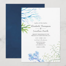 Invitación de boda con tema de algas marinas acuar