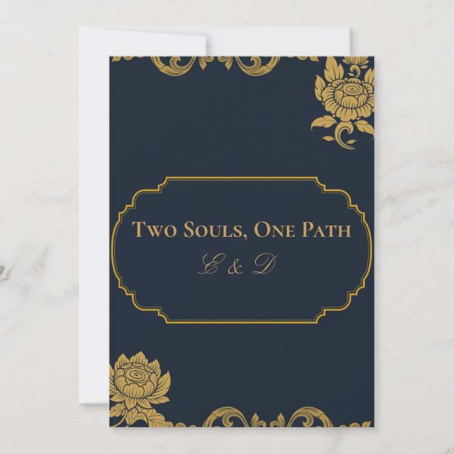 Invitación de Boda con Tema de Loto Elegante (Anverso)
