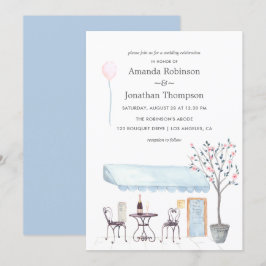 Invitación de boda con tema de París al acuarela