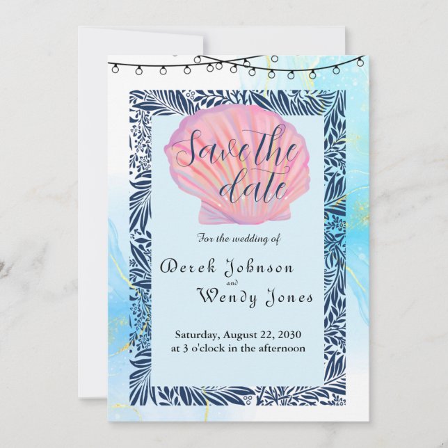 Invitación de boda con tema de playa (Anverso)