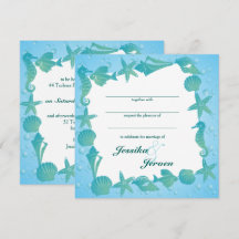 Invitación de boda con tema del océano