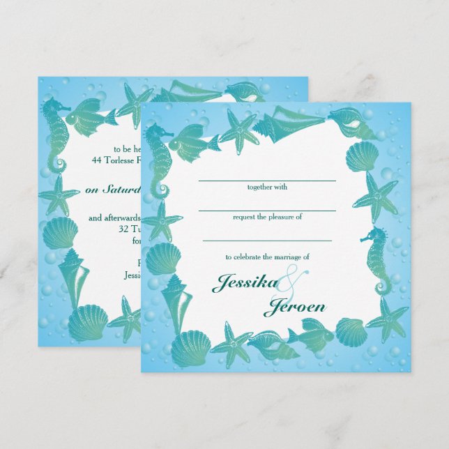 Invitación de boda con tema del océano (Anverso / Reverso)