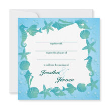 Invitación de boda con tema del océano