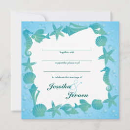 Invitación de boda con tema del océano