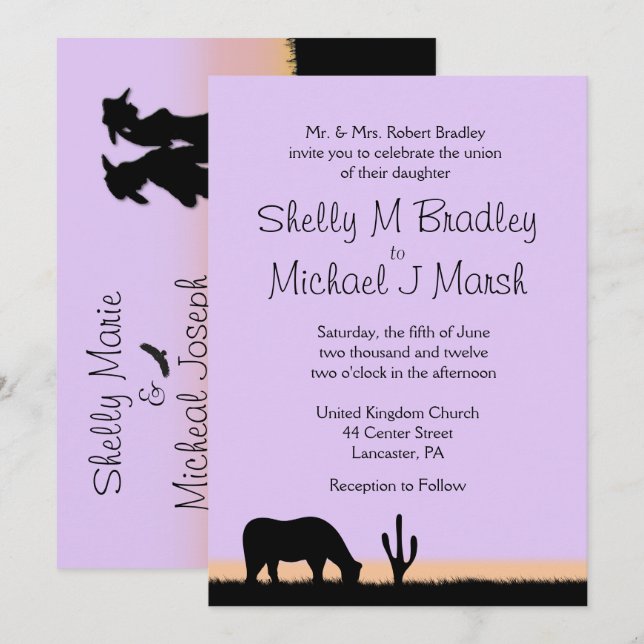 Invitación de boda con tema occidental (Anverso / Reverso)