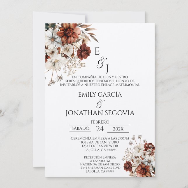 invitación de boda con terracota (Anverso)