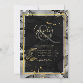 Invitación de boda con tinta alcohólica LeahG® Bla