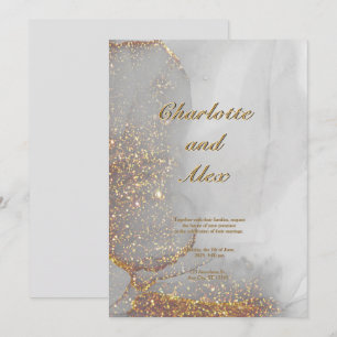 Invitación de boda con tinta de alcohol chic gris