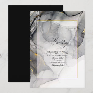 Invitación de boda con tinta de alcohol negra y do