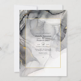 Invitación de boda con tinta de alcohol negra y do