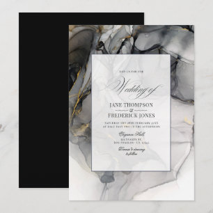 Invitación de boda con tinta de alcohol negra y do