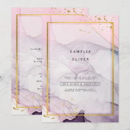 INVITACIÓN de boda con tinta rosa púrpura lavanda 