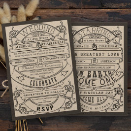 Invitación de boda con tipografía de Hollywood ant