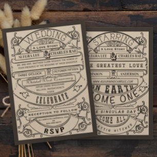 Invitación de boda con tipografía de Hollywood ant