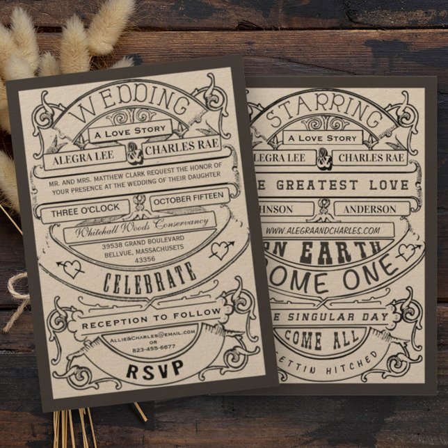 Invitación de boda con tipografía de Hollywood ant (Subido por el creador)