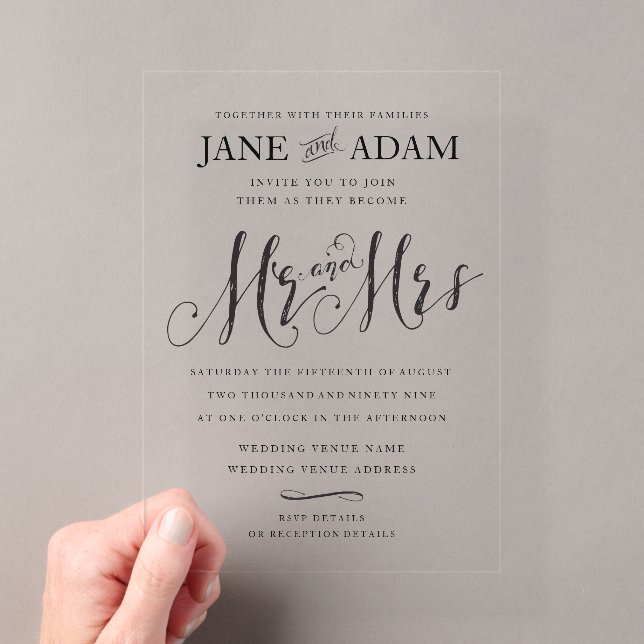 Invitación de boda con tipografía elegante para Sr (Insitu (portátil))
