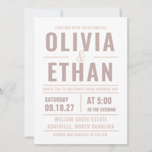 Invitación de boda con tipografía moderna