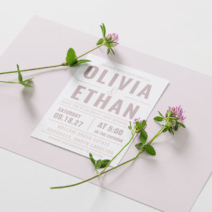 Invitación de boda con tipografía moderna