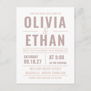 Invitación de boda con tipografía moderna