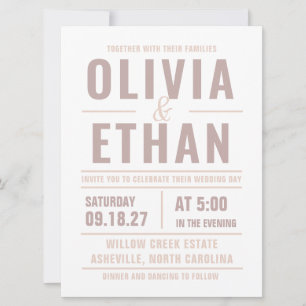 Invitación de boda con tipografía moderna