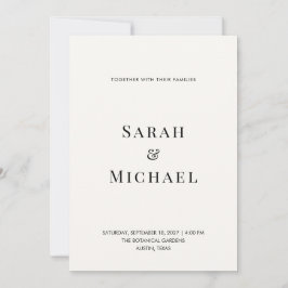 Invitación de boda con tipografía moderna minimali