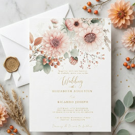 Invitación de Boda con Tono Rosa Polvo Moderno y d