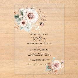 Invitación de Boda con Tono Rosa Polvo Moderno y d