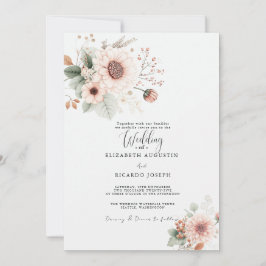 Invitación de Boda con Tono Rosa Polvo Moderno y E