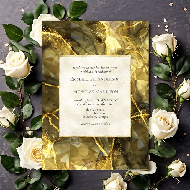 Invitación de boda con topacio negro y dorado de p (Subido por el creador)