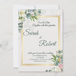 Invitación de Boda con Vegetación Botánica Minimal