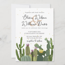 Invitación de boda con vegetación de cactus