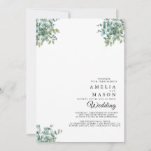 invitación de boda con vegetación de eucalipto