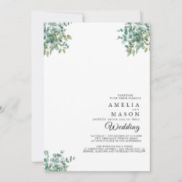 invitación de boda con vegetación de eucalipto