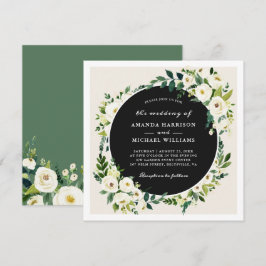 Invitación de boda con vegetación de marfil blanco