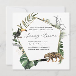 Invitación de boda con vegetación de selva tropica